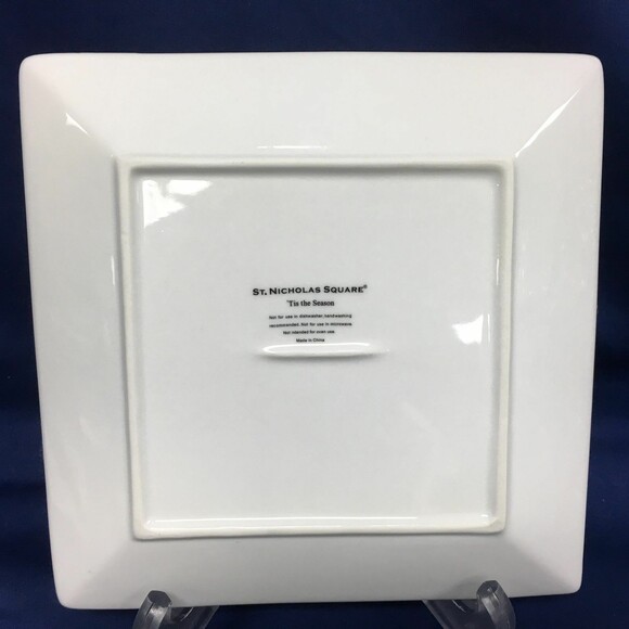 St Nicholas Tis The Season Deck The Halls Christmas White Square Plate - Picture 6 of 7